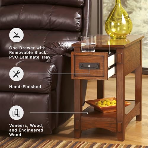Signature Design by Ashley Breegin Narrow Sofa Side End Table, Brown, 13" - color: Brown