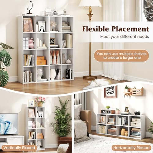 NAFORT 8-Cube Bookcase, 3-Tier Cubby Storage Organizer with 2 Anti-Tipping Kits, Vertical/Horizontal Display Shelf for Living Room, Bedroom, Study, Office, 48" W×11.5" D×24" H, White