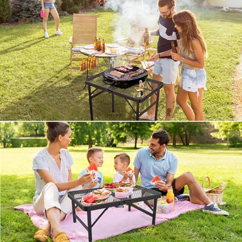 WildFinder Folding Table, 2x1.3 FT Camping Table with Mesh Desktop,Folding Grill Table with Mesh Bag,Portable Outdoor for Picnic,Camping,BBQ,Beach(Black) - size: 2x1.3 FT