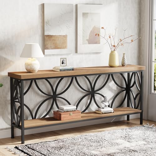 Tribesigns 70.9-Inch Narrow Sofa Table, FarmhouseLong Sofa Table Behind Couch, Entry Console Table with Storage for Entryway, Living Room, Foyer, Unique Design, Oak - color: Oak
