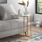 Rectangle Faux Marble Top C Table End Table for Sofa Couch and Bed Gold - color: Gold