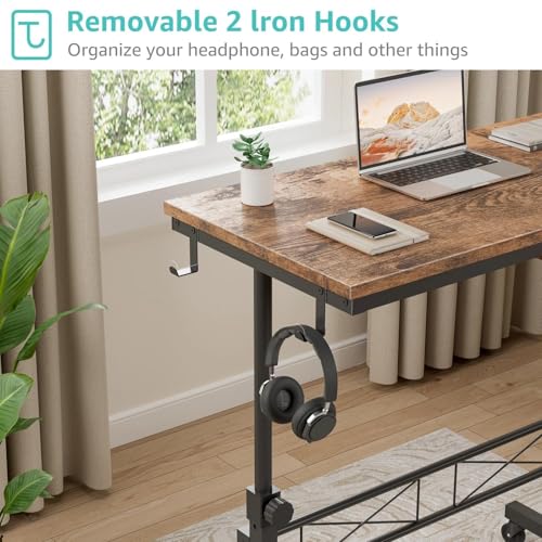 Small Portable Rolling Standing Desk - 32 Inch Adjustable Height Mobile Stand Up Desks with Wheels for Treadmill Walking Pad, Teacher Podium for Classroom, Couch Sofa Side Laptop Table, Rustic Brown - color: Brown