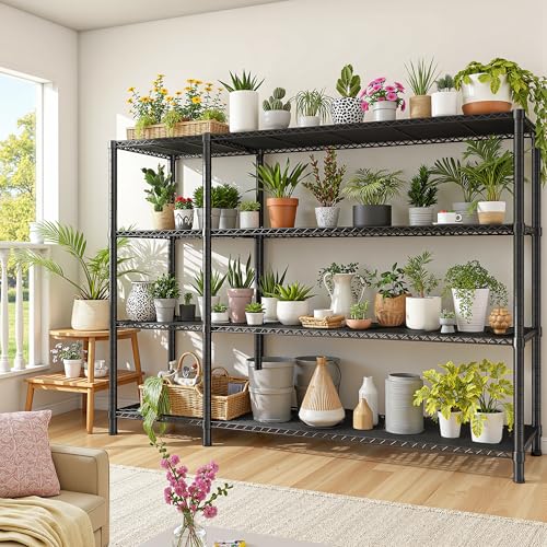 Romorgniz Storage Shelves, 1120 Load Heavy-Duty & L-Shaped, for Kitchen | 4 Tier shelf 52.4" W,Waterproof & rust-resistant,flexible L/H shaped,Tool-free Assembly, Adjustable shelves,Pantry shelf - size: 13.78"D x 52.36"W x 59"H