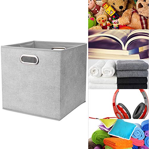HSDTCollapsible Cloth Cubes Storage Bins Baskets Boxes Grey-White Lattice Pattern 10.5 x 10.5 x 11 Inches - Pack of 6,QY-SC14-6,Brush gradient(Set of 3) - color: Gray-white dots(Set of 6)