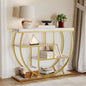Garvee Entryway Table with Storage, Industrial 4-Tier Narrow Console Table Behind Couch with Half-Circle Base & Storage Shelves for Living Room, Hallway, Foyer - color: Gold & White