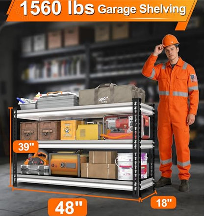 Utility Storage Garage Shelving - 48'' Wide 1500 Lbs Heavy Duty 3 Tier Metal Shelves Adjustable - Freestanding Rack Units for Basement Kitchen Pantry - White 48" W x 18" D x 39" H - size: 48"Wx18"D-3T-WT