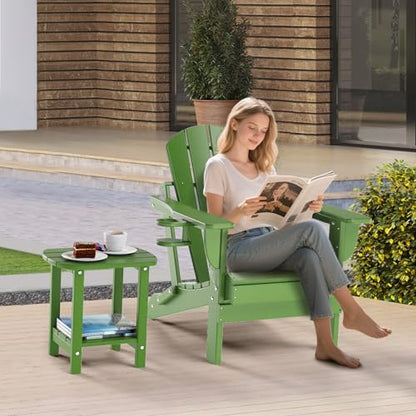 Nalone Adirondack Side Table, 16.5" Outdoor End Table, HDPE Plastic, Small for Patio (Lime) - color: Lime