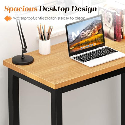 Need Small Computer Desk 31-1/2" Sturdy and Heavy Duty Writing Desk for Small Spaces and Small Desk Study Table Laptop Desk- AC3BB-80-40 - color: Teak & Black Frame, size: 31inch