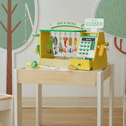 Teamson Kids - My Little Helper Fishing Shop | Wooden Role Play Counter, For Toddlers, Includes Fish & Accessories, STEM Gift, Ages 3+ - style: Fishing Shop