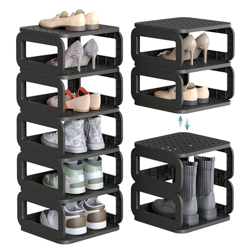 SONGMICS Shoe Rack, Shoe Organizer, 6 Shelves, Shoe Storage, Narrow Shoe Shelf, Open Shelf for Entryway, Living Room, Bathroom, Space-Saving, Ink Black ULPC037B01 - color: Ink Black, size: 6 Tiers