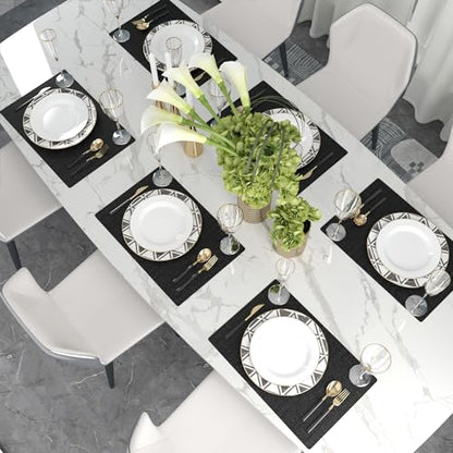Set of 4 Rectangular Handmade Placemats Heat Resistant Dining Table Place Mats Kitchen Table Mats 12x18 Black - color: Black, size: Rectangular Placemats 12" x 18"