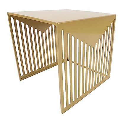 LeisureMod Mid-Century Modern Design Square Steel Side Table with Powder Coated Finish Side/End Tables Perfect for Modern and Contemporary Living Space, Gold - color: Gold