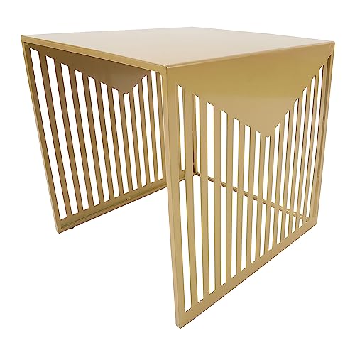 LeisureMod Mid-Century Modern Design Square Steel Side Table with Powder Coated Finish Side/End Tables Perfect for Modern and Contemporary Living Space, Gold - color: Gold