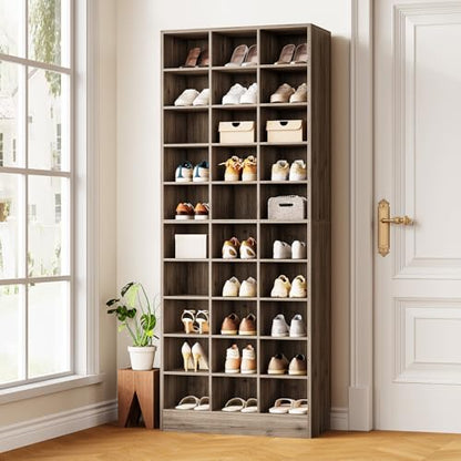 LITTLE TREE 70.9" Tall Shoe Rack, 10-Tier Freestanding Shelf, Max. Store 30 Pairs, Shoe Cabinet Organizer for Living Room, Entryway, Cloakroom, Grey - color: Grey