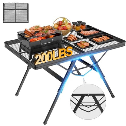 WildFinder 3 FT Folding Grill Table, Portable Camping Table for Outside, 3 Adjustable Height Folding Table with Desktop, Lightweight Outdoor, Camping, Picnic, BBQ - size: 3x2FT(X-Frame)