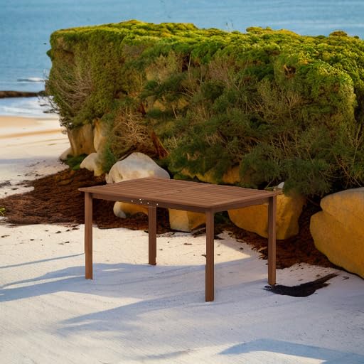Furinno Tioman Outdoor Dining Table, Natural 35.5"D x 59.0"W x 29.0"H - color: Natural, size: 35.5"D x 59.0"W x 29.0"H