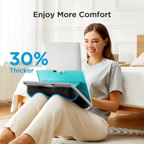 HUANUO Adjustable Lap Desk - with 8 Adjustable Angles & Dual Cushions Laptop Stand for Car Laptop Desk, Work Table, Lap Writing Board & Drawing Desk on Sofa or Bed, HNLD2TB - color: Turquoise