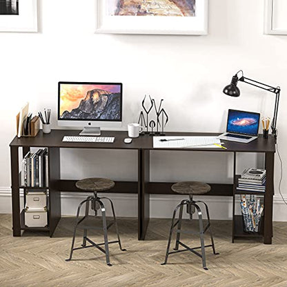 SHW 38-Inch Home Office Computer Desk with Shelves, Espresso - color: Espresso