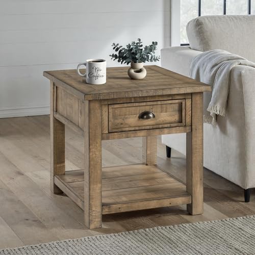 Martin Svensson Home Monterey Solid Wood End Table, Reclaimed Natural | Farmhouse Rustic, Coastal Side Table, Drawer and Shelf - color: Reclaimed Natural