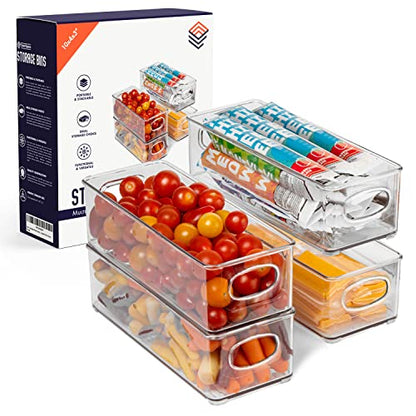 ClearSpace Plastic Pantry Organization and Food Storage Bin – Great Kitchen Storage – Fridge Organizer Bins – 4 Pack - size: 4 Pack