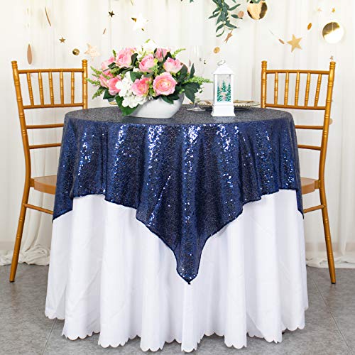 ShiDianYi 50''x50'' Square Navy Blue Sequin Tablecloth Select Your Color & Size Can Be Available ! Sequin Overlays, Runners, Gatsby Wedding, Glam Wedding Decor, Vintage Weddings - color: Navy, size: 50" x 50" (Square)