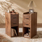 Narrow Nightstand Set of 2, Modern Small Bedside Table with Drawers & Open Shelf, Modern End Table for Bedroom Small Spaces, Apartments, Renters, Walnut - color: Narrow Walnut
