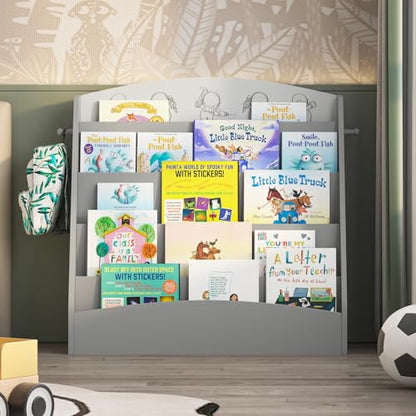 NACHES 5-Tier Kids Bookshelf - Toddler Book Display Shelves, Montessori Bookshelf for Kindergarten, Nursery, Bedrooms, Classrooms - Wooden Children Book Display, Grey - color: Grey