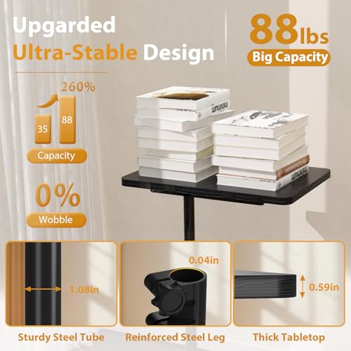 TV Tray Table, Adjustable C Shaped Side Table for Couch, 360°Swivel Couch Side Table C Table That Slide Under Couch Desk for Small Space Sofa Bed Snack Living Room Bedroom (Black) - color: Black