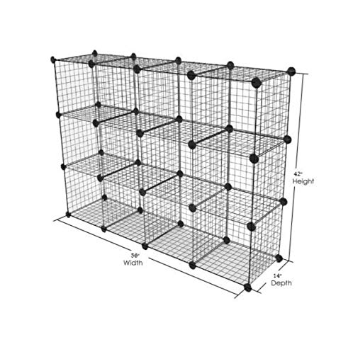 Only Garment Racks Metal Wire Storage Cubes, Modular Shelving Grids, Mini Grid Clothes Organizer, 3-Foot by 4-Foot, Ideal for Kitchens, Retail Shops, Play Rooms, Florists