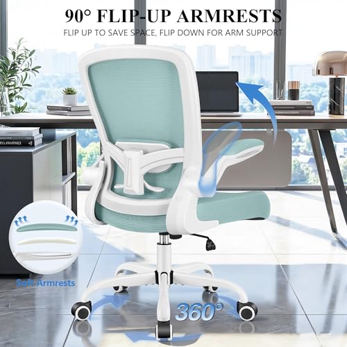 FelixKing Office Chair, Ergonomic Desk Chair Breathable Mesh Chairs Adjustable High Back Lumbar Support Flip-up Armrests, Executive Rolling Swivel Comfy Computer Chairs Home Office Light Blue - color: Light Blue