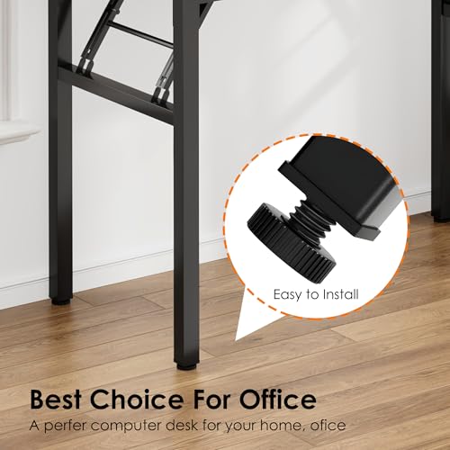 Need Office Computer Desk -35.8 L Sturdy and Heavy Duty Folding Laptop Table,Writing Table/Home Office Desk/Sewing Table, No Assembly Required, Rustic Brown & Black Frame - color: Rustic Brown & Black Frame, size: 35.8inch