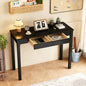 Solid Wooden Desk with Drawers - 39 x 16 Inch Modern Narrow Desks, Rubberwood Simple Study Table, Small Writing Desk for Bedroom|Small Spaces - Black Desks - color: Black, size: 39.4 in W x 15.7 in D