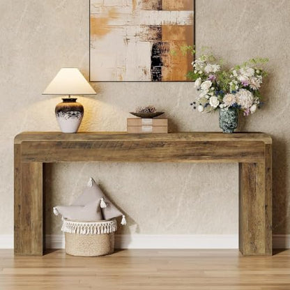 Tribesigns 70.9-Inch Extra Long Console Table, Rustic Wooden Sofa Table Behind Couch, Farmhouse Entryway Console for Living Room, Entryway, Hallway, Foyer (Brown) - color: Brown