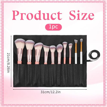 Makeup Brush Holder Travel Makeup Brush Bag Make Up Brushes Roll Organizer with Belt Strap Cosmetic Pouch Case for Women