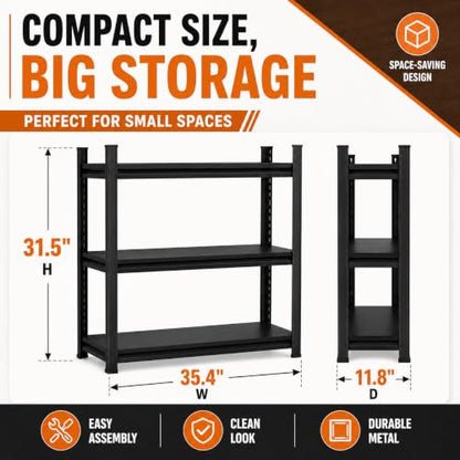 Book Shelves Book Shelf 3 Tier Freestanding Horizontal Metal Shelving Unit Media Display Stand Organizer Console for Living Room Hallway Entryway, Office Desk Side. 31.5"H × 35.4"W × 11.8"D - size: 3-Tier, 31.5"H × 35.4"W × 11.8"D