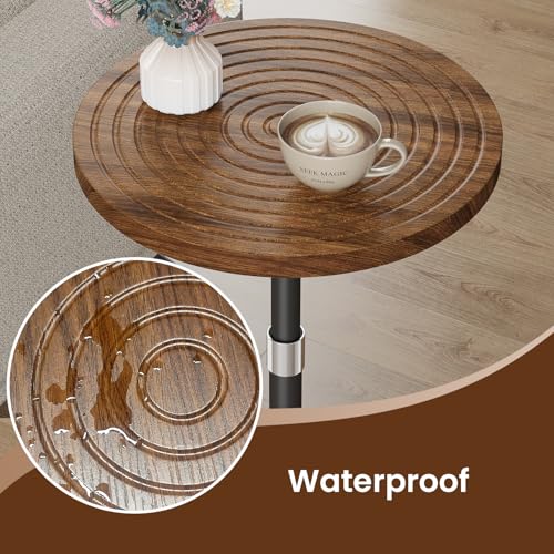Asgolion Round Side Table Set of 2, Adjustable-Height Small Drink Table, Pedestal Martini Stand, Weighted Base Cocktail Table Accent Nightstand for Living Room, Bedroom, Bathroom, Office, Walnut - color: Walnut, size: 11.8"D x 11.8"W x 30"H