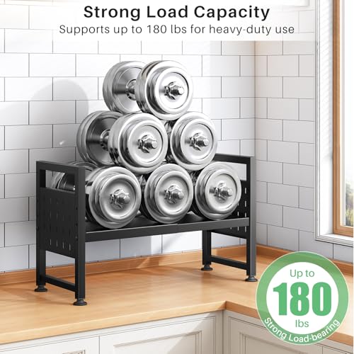 Kitstorack Adjustable Microwave Oven Rack,Microwave Stand Shelf Heavy Duty 2-Tier Shelf with Cutting Boards Stand for Kitchen Shelves Counter Top Organizer, Holds 120lbs,9 Hooks - style: 2 Tier-Black