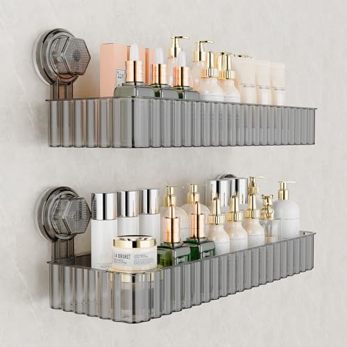 Shower Caddy Suction Cup Bathroom Shower Organizer for Bathroom Storage Home Decor & Kitchen No Drilling Large Capacity Removable and Reusable Shower Shelves for Inside. (black, square) - color: Black, size: Square