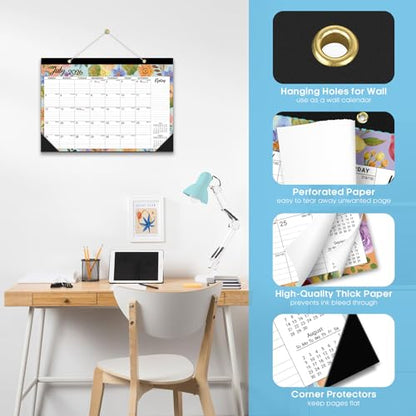 Desk Calendar 2026-2027, 18-Month Calendar Runs from July 2026 to December 2027, Large 17" x 12" Monthly Desktop & Wall Calendar for Home & Office - Botanic Whimsy - color: b-Botanic Whimsy, size: Jul 2026 – Dec 2027