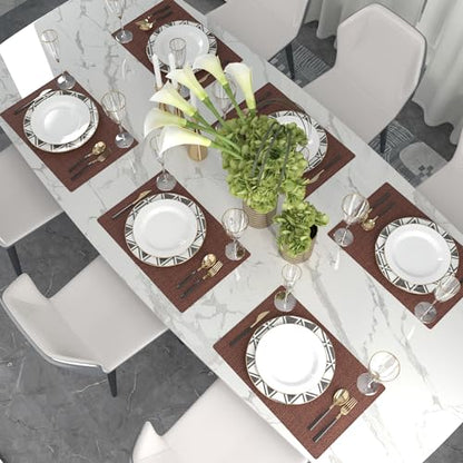 4 Piece Soft Handmade Faux Linen Place Mats Heat Resistant Dining Table Place Mats Kitchen Table Mats 12 x 18 Coffee Brown - color: Coffee Brown, size: Rectangular Placemats 12" x 18"