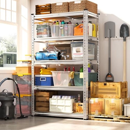 REIBII Storage Shelves 2020LBS Garage Shelving Heavy Duty Metal Shelving Adjustable 5 Tier Pantry Shelves for Garage Closet Kitchen Basement 28" W x 12" D x 59.8" H, 3 Pack - size: 28"W x 12"D x 59.8"H