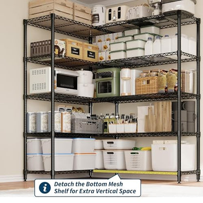 Garvee Storage Shelves 70" H Wire Shelving Rack, 5-Tier Garage Shelving Heavy Duty Metal Storage Shelves for Kitchen Pantry Room, Load 1325 LBS, Adjustable Wire Rack Shelf for Garage Basement