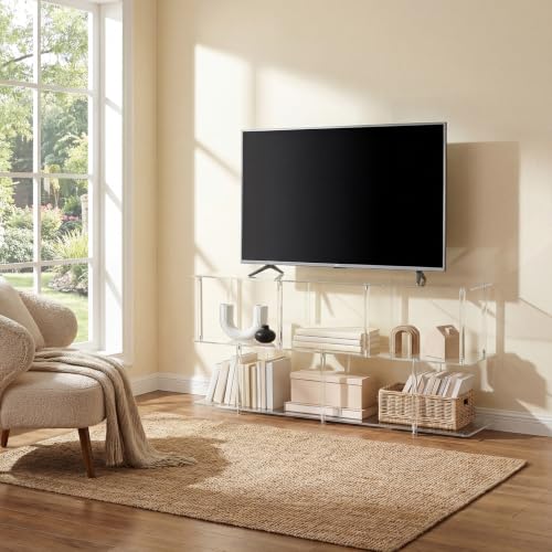 3-Tier Acrylic Wide Bookshelf 11.8''D X 47.2''W X 24.6''H Cube Organizer Shelf with Large Storage Easy Assembly for Home Office Living Room Bedroom
