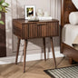 VINGLI Fluted Nightstand with Drawer, 19" W Mid Century Modern Nightstand for Bedroom, Bedside Table, End Tables Bedroom, Wood Night Stand, Walnut, 18.9" W*14.96" D*24" H - color: Walnut, size: 19"W-1 Drawer