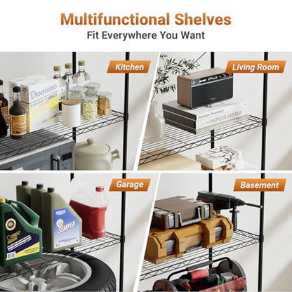 Simple Deluxe Heavy Duty 4-Tier Storage Shelving Unit, 35.83" W x 13.98" D x 55.91" H, 1000 Lbs Loading Capacity, Chrome - color: Chrome, size: 4-Tier, 36"W x 14"D x 56"H
