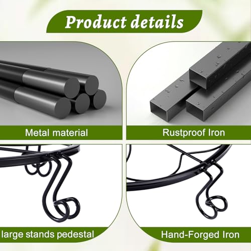 2 Pack Heavy Duty Metal Plant Stands, 10 Inch Round Flower Pot Holders, Rustproof Iron Planter Risers for Indoor Outdoor Use, Patio, Balcony, Garden and Living Room, Black(10IN2PCS) - size: 10 inch - 2 pack