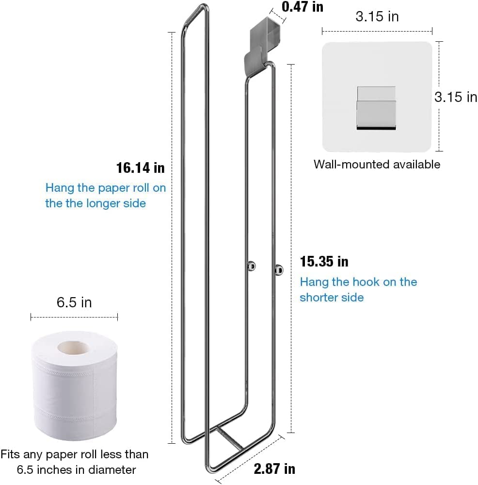 Over The Tank Toilet Paper Holder Bathroom Toilet Tissue Paper Roll Storage Holder Wall Mount Brushed Nickel,Metal Hanging Adhesive Toilet Paper Holder Dispenser Toilet Paper Organizer 1p - color: C:hold 4 Rolls Tissue(1pcs)