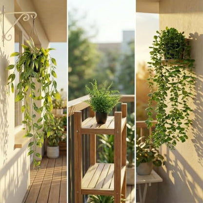 5 Pack Fake Plants - Artificial Hanging Plants & Small Potted Faux Eucalyptus Fern Ivy, UV Resistant Maintenance-Free, for Shelf Wall Desk Home Office Bathroom Indoor Outdoor Decor - size: 5-pack-5in1