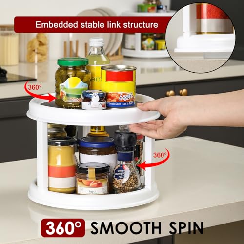 2 Pack, 2 Tier 10" Turntable Lazy Susan Spice Organizer - Rotating Seasoning Rack Spinner for Pantry Cabinet Kitchen Countertop, Table Top Organizing - Multiuse Two Tier Rotating Organization Rack - size: 10 inch - 2 Tier - 2 Pack