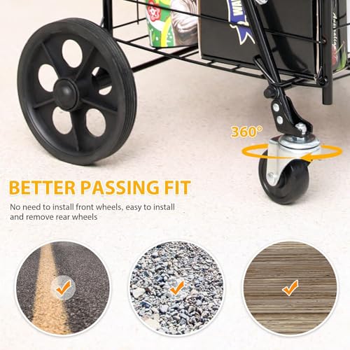 Kiffler Foldable Shopping Cart with Waterproof Basket Liner & 360° Swivel Wheels | Collapsible, Lightweight | Perfect for Groceries, Laundry, Max 100 LBS Utility Cart for Seniors, Apartments - size: Medium+Blue Bag